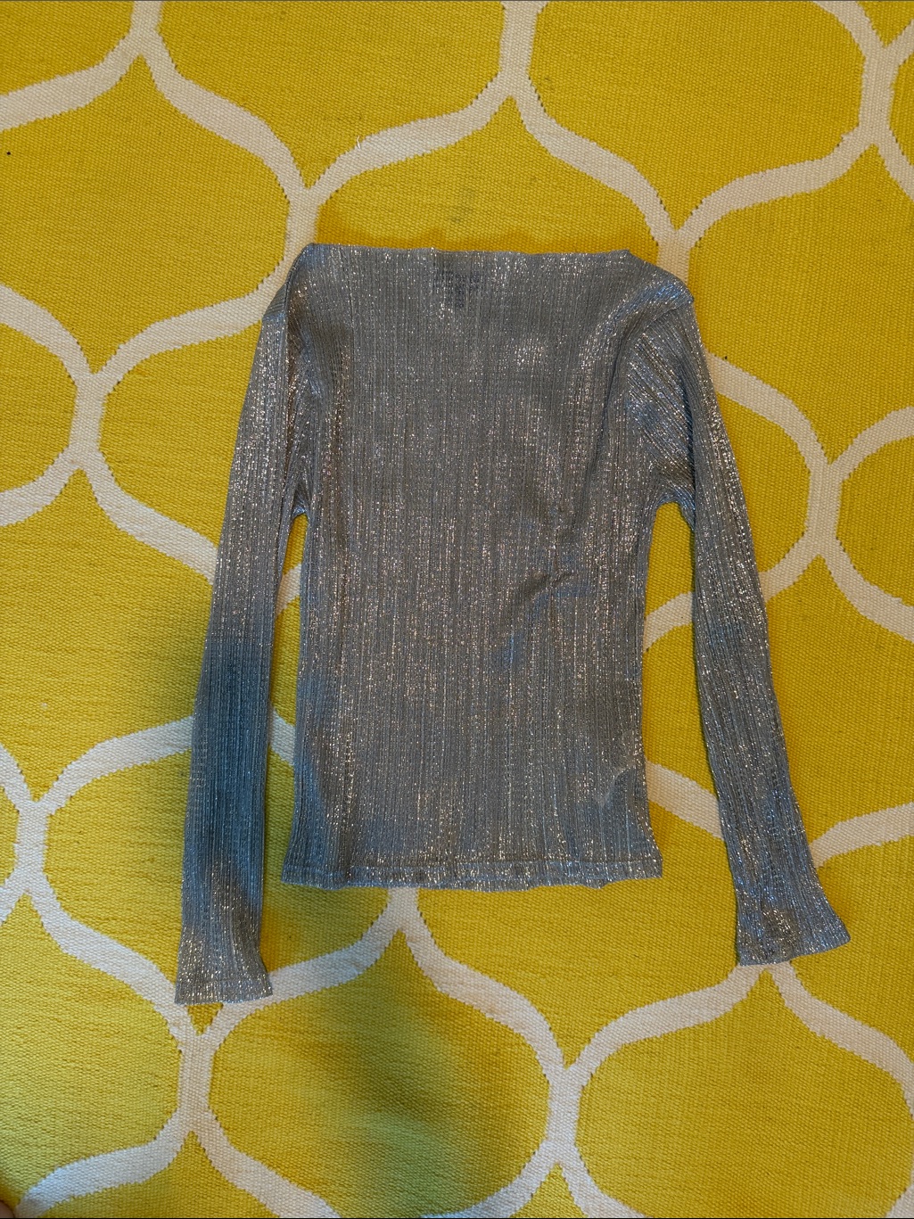J. Crew Metallic Silver Ribbed Knit Top